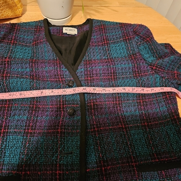 Vintage 80s/90s purple & teal plaid blazer - Picture 3 of 8
